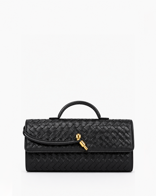 Black Woven Clutch Handbag