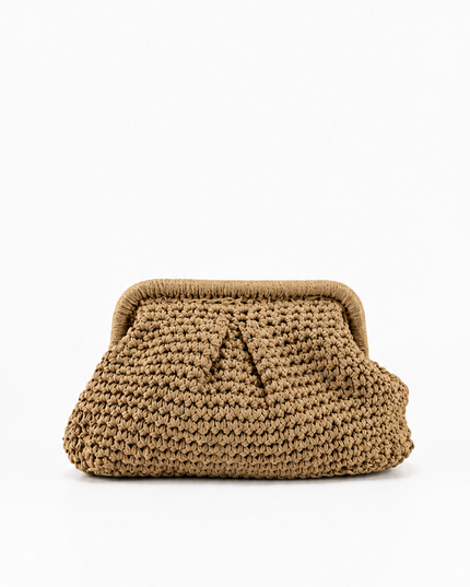 Beige Crochet Knit Pouch Bag