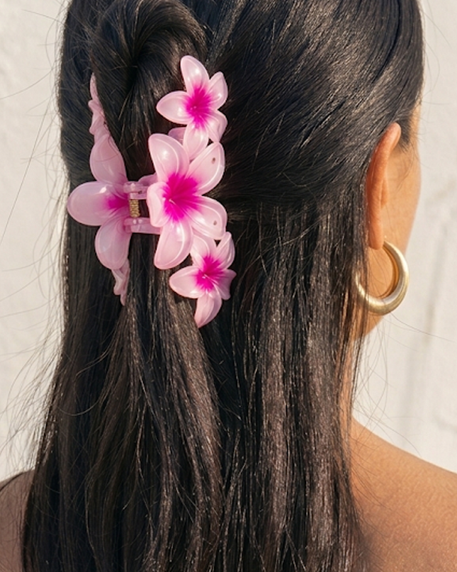 Pink Flower Claw Clip