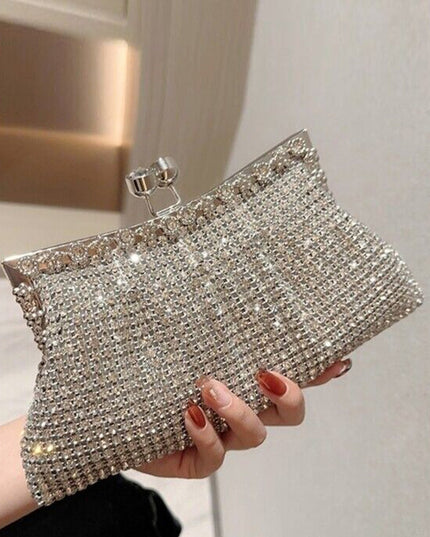 Silver Rhinestone Luxury Evening Clutch