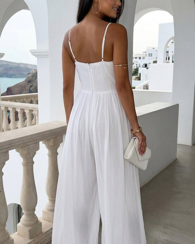 Off White Chiffon Wide Leg Jumpsuit