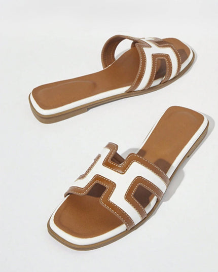 Brown H Flat Sandal