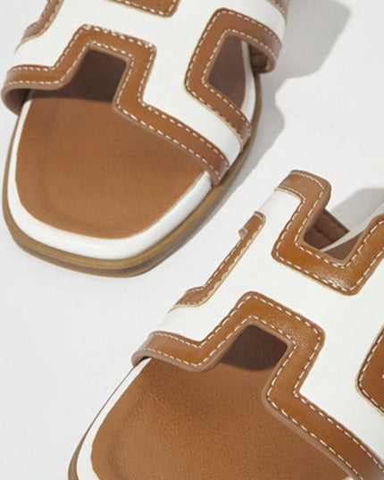 Brown H Flat Sandal