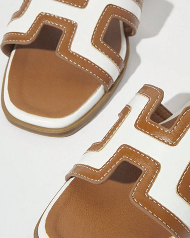 Brown H Flat Sandal