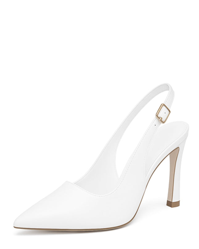 White Pointed Toe Pump Heels