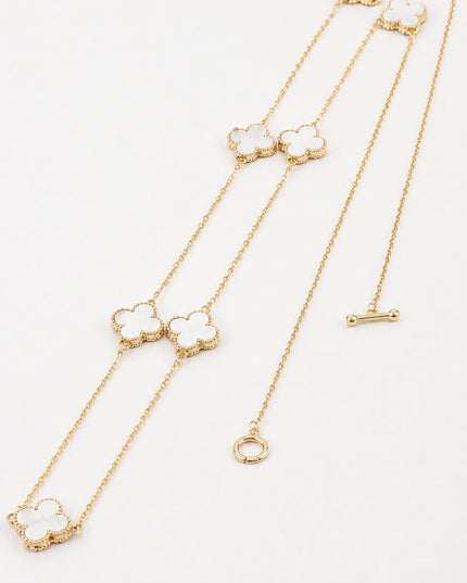 Gold Double Layer Clover Necklace