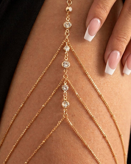 Gold Draped Crystal Multi-strand Leg Chain