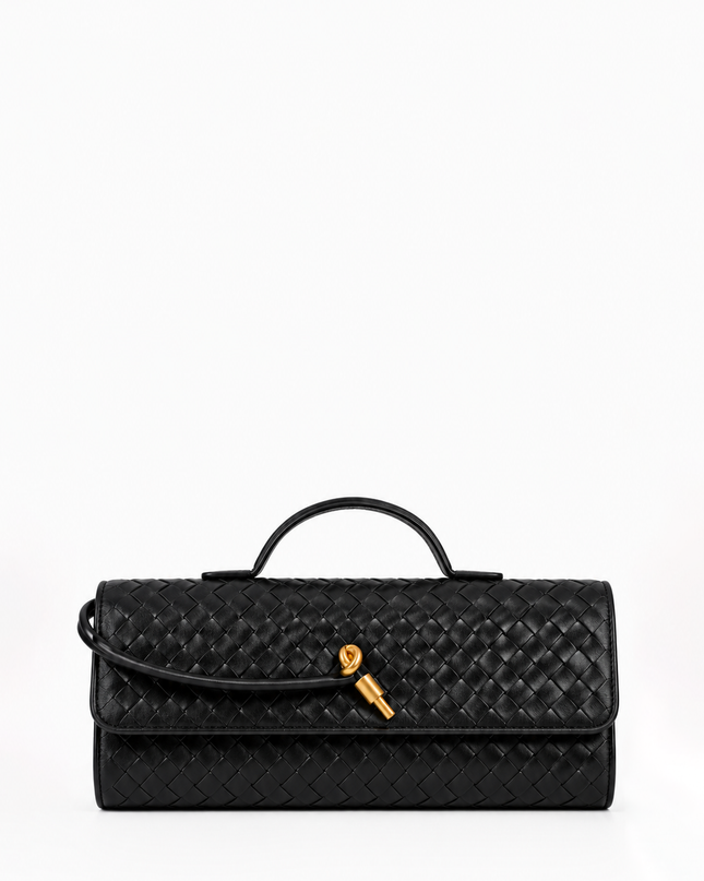 Black Woven Clutch Handbag