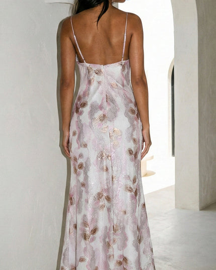 Pink Floral Fold Over Maxi Dress