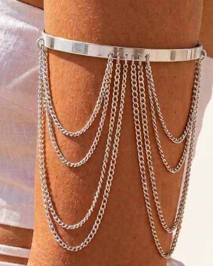 Silver Layered Chain Arm Cuff Bracelet