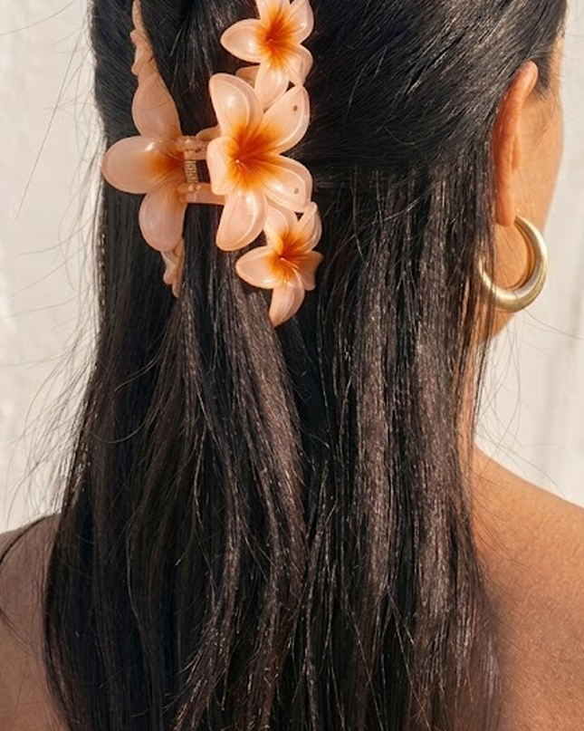 Orange Flower Claw Clip